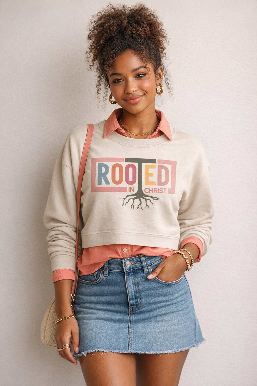 "ROOTED" Cropped Sweatshirt