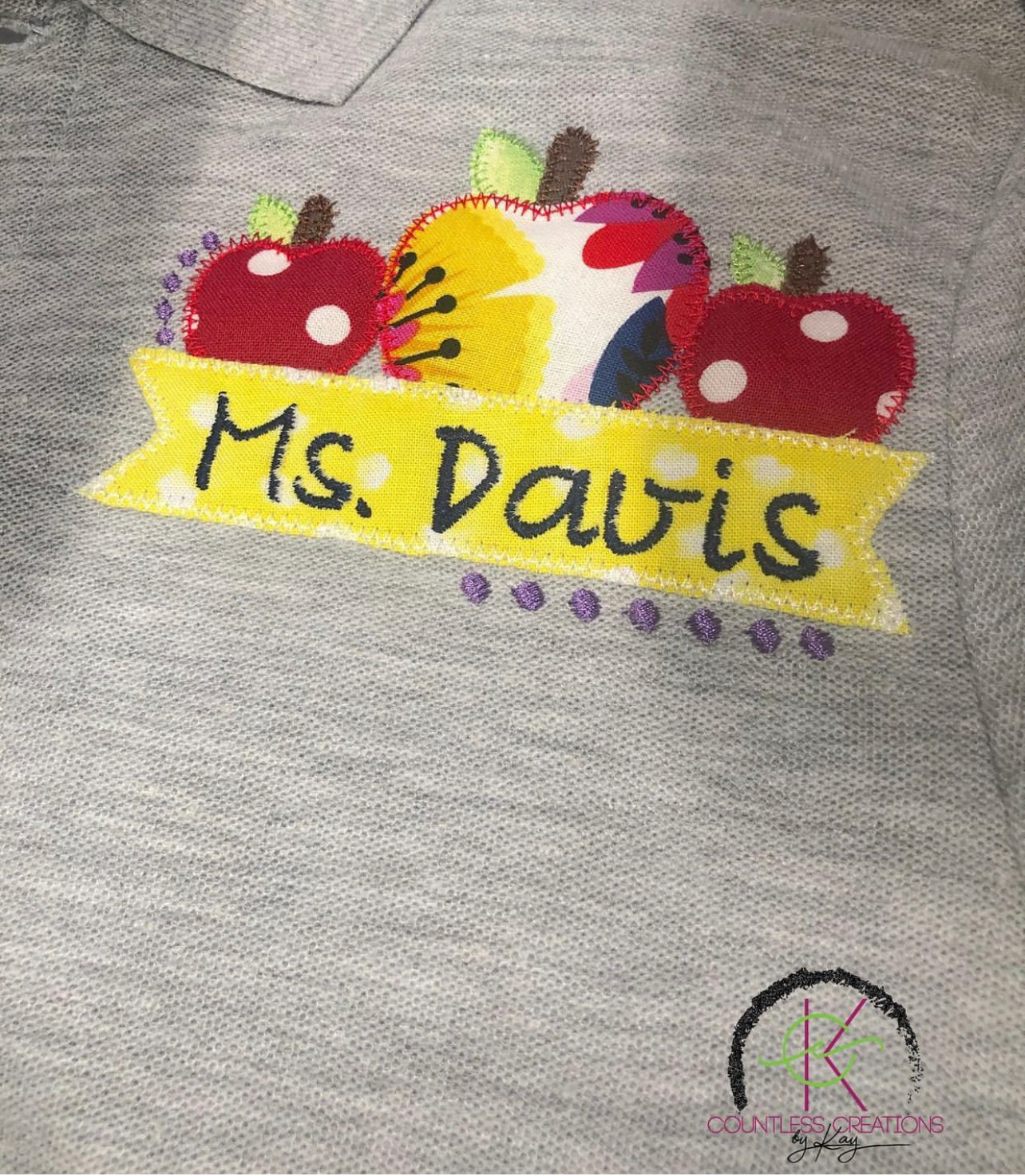 Personalized Apple Trio Embroidered Polo