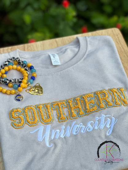 Southern University Distressed Embroidered Tee