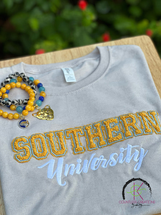 Southern University Distressed Embroidered Tee