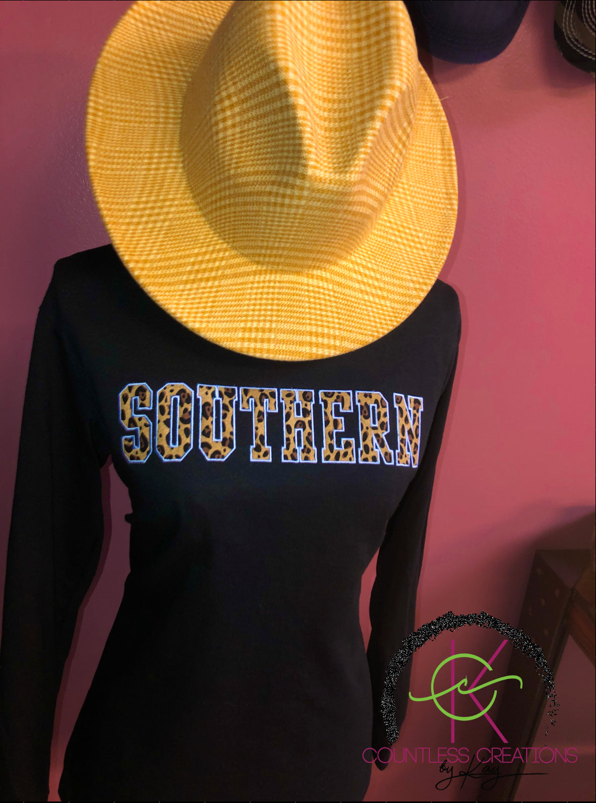 Embroidered “Southern” University Black Long Sleeve Tee