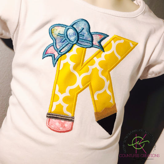 Personalized Embroidered Pencil Tee